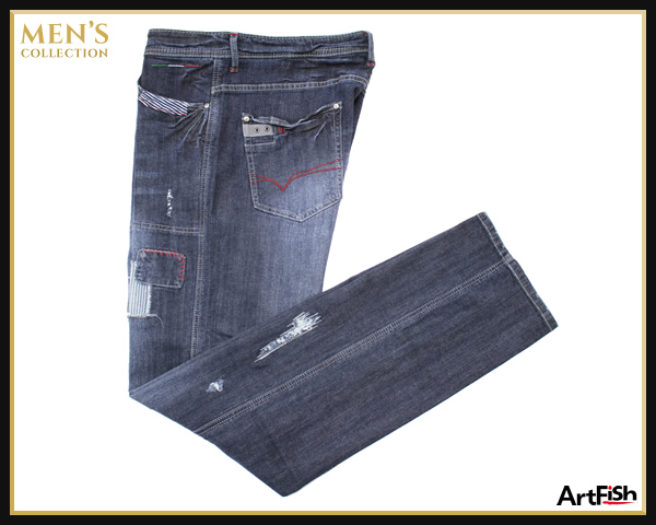 1円barassi【伊】濃デニムリペア加工ジーンズw606b*105cm新品