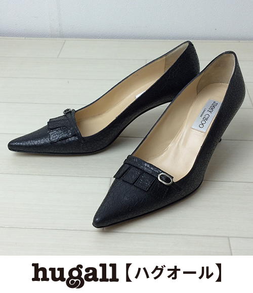 美品 ジミーチュー SIZE 約24cm(38) レザーヒールパンプス 黒
