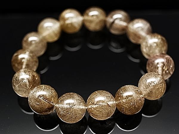 13A幸運を齎す プラチナルチル ブレス 針水晶 14.5mm 【C041