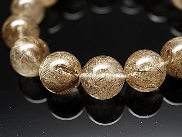 13A幸運を齎す プラチナルチル ブレス 針水晶 14.5mm 【C041