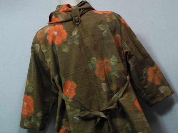 【BIG WAVE】着物リメイク*ハンドメイド*紬七分袖チュニ*花の木