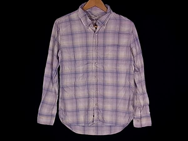 1000円～美品◆14SS レミレリーフ 加工 チェックネルシャツ S 紫