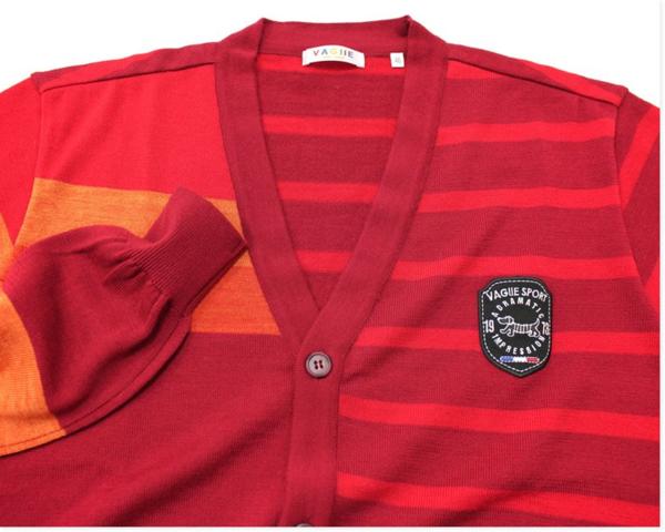 1円VAGIIE ◆ボルドー系クレイジーボーダーカーデb715*s46新品