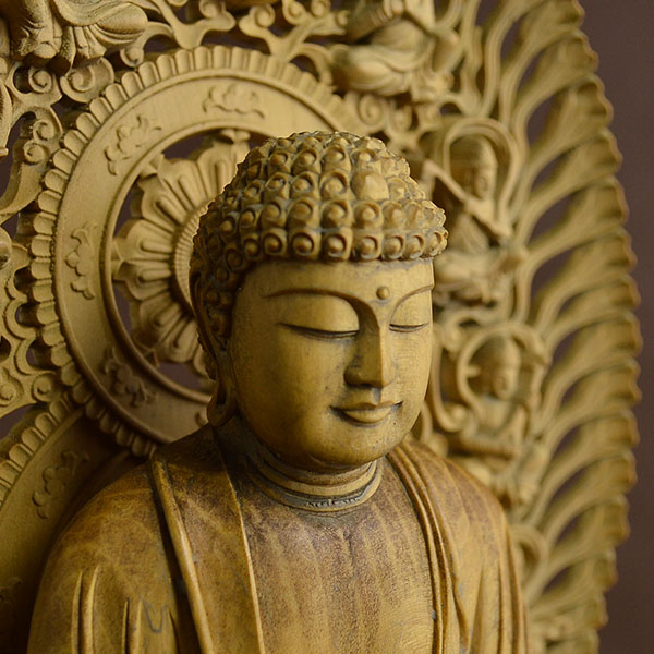 高村 光雲 刻之 木彫 阿弥陀如来 像 仏像 共箱 共布 高さ35cm Yahoo
