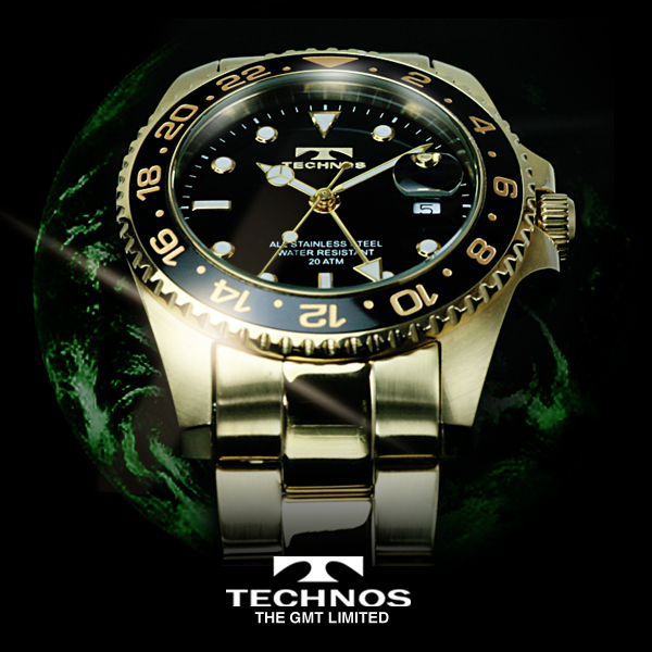 【希少　動作品】TECHNOS　テクノス　腕時計　T2134 ☆税/送料込！ テクノス GMT 限定モデル メンズ 腕時計 T2134GB 【公式