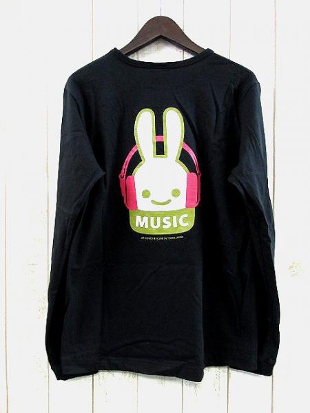 キューン CUNE うさぎ MUSIC 長袖Tシャツ ロンT 黒 M メンズ