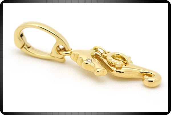 〓B楽市本店〓 オメガ K18YG 1Pダイヤ タツノオトシゴ チャーム