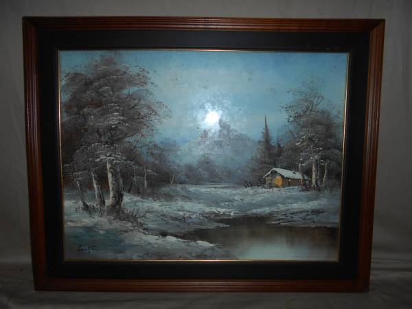 ◆藤田嗣治◆肉筆◆油彩画◆繊細な冬景色◆貴重品◆