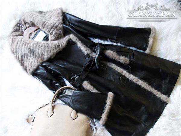 Ka75*冬物*新*9~11号*毛皮*本革*ミンクファー付ラムレザーコート