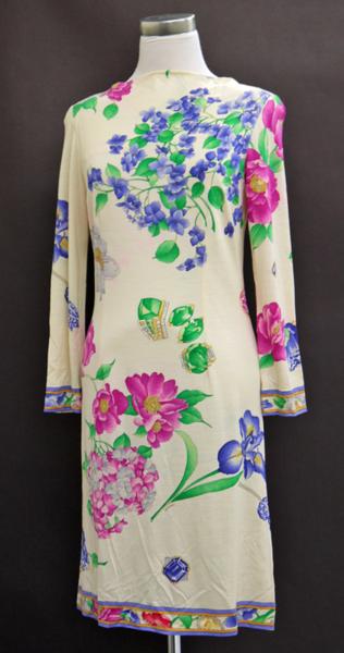 ★美品/LEONARDレオナール 宝石 花柄 ワンピース M/ウール/15166