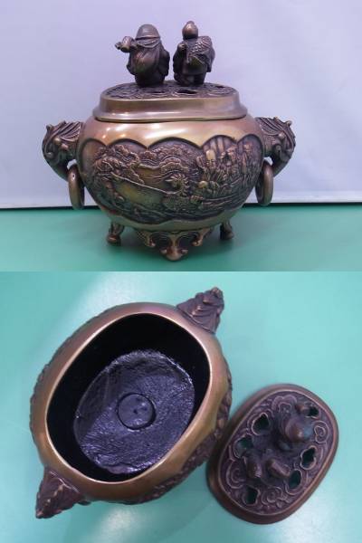 銅製】 能作吉秀作 七福神 香炉 宝船 高岡銅器 能作吉秀作 銅製 七福神