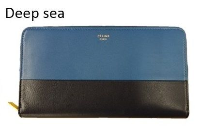 新品【CELINE】セリーヌ バイカラー ラウンド 長財布 青×黒 新品同様 