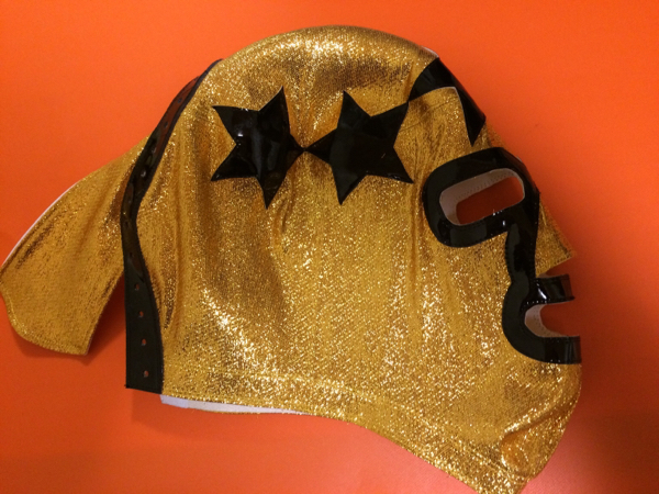激安！マスクドスーパースター金ラメ試合用マスク・流星仮面