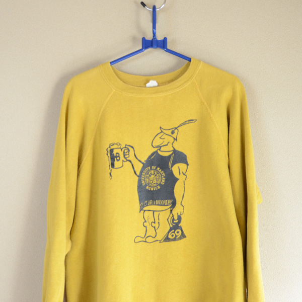 60sビンテージ カレッジ スウェット マスタード /ランタグ