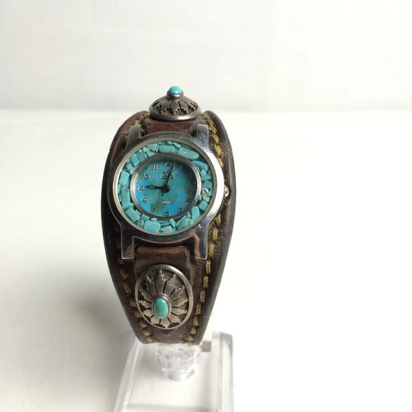 ターコイズ【SAADサード】腕時計レザーベルト 天然石ウォッチ