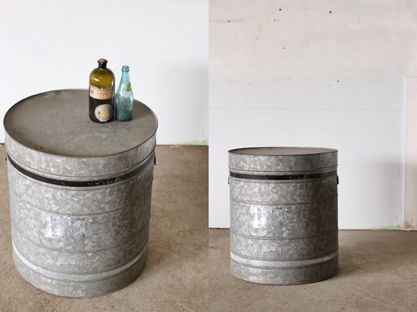 TB526大きなトタン缶◇収納/ヴィンテージ/ケース/バーテーブル