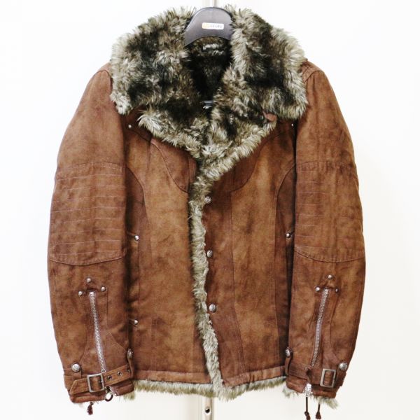 シュリセル フェイクムートン ファー 中綿 ジャケット Sz.2 茶
