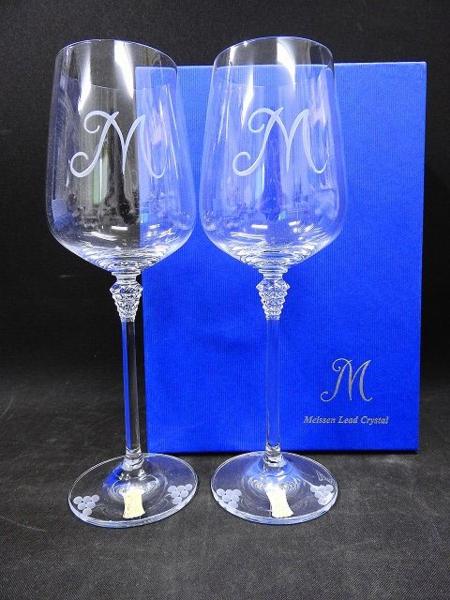 2117/☆+マイセンクリスタル ペアワイングラス ガラス Meissen