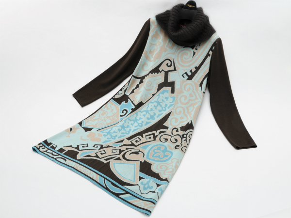 ■新品14万 訳有 レオナール ニット ワンピース40スヌード付11号