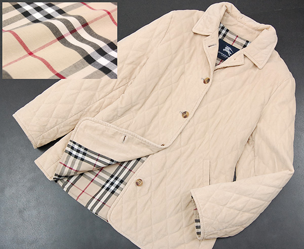 保温◎バーバリーLONDON 裏チェック柄 キルティングジャケット★
