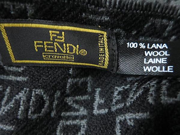 新品 フェンディ ウール100% ロゴ マフラー グレー ◇□ フェンディ