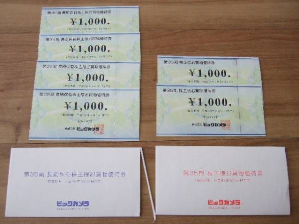 ビックカメラ　株主お買物優待券　6000円分　28年5月31日まで