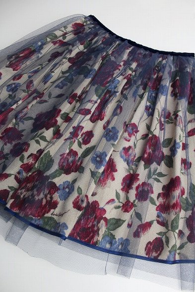 美品Lois CRAYON ロイスクレヨン 花柄オーバーチュールスカートM