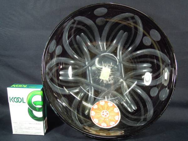 クーポンとポイント 古い切子のボウル皿・直径約23，5センチ・未