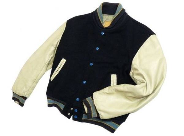 ゴールデンベアGOLDEN BEAR 袖革スタジャン M 古着 ビンテージ