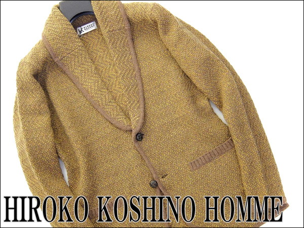 新品ヒロココシノオム 織模様ニットジャケットL茶黄★9721SALE