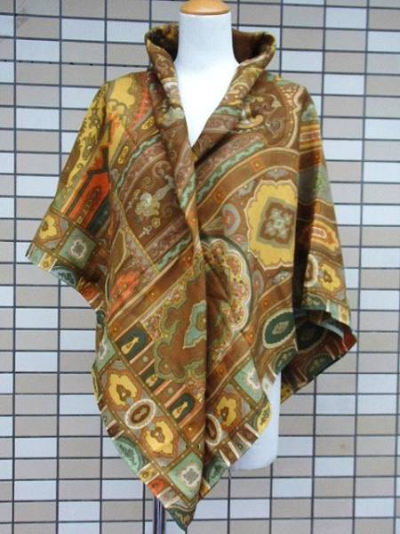 ETRO/エトロ 大判ストール☆135cm角 ウール・シルク 中古・美品