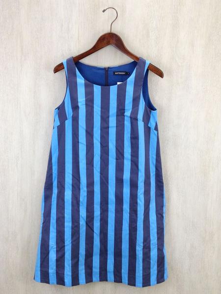marimekko◆ワンピース/34/コットン/BLU/ストライプ