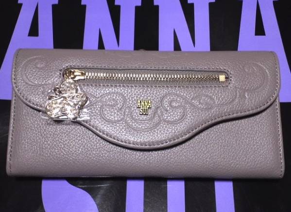 新品 ANNA SUIアナスイ がま口 長財布 蝶グレー系 2016 福袋より