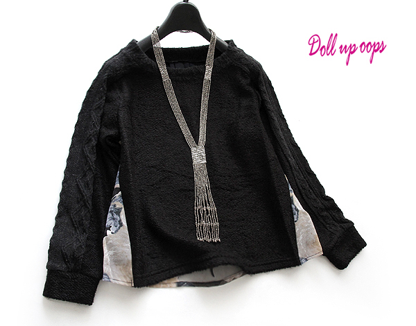 ドールアップウップス★バックフラワーオーガンジー付トップス黒