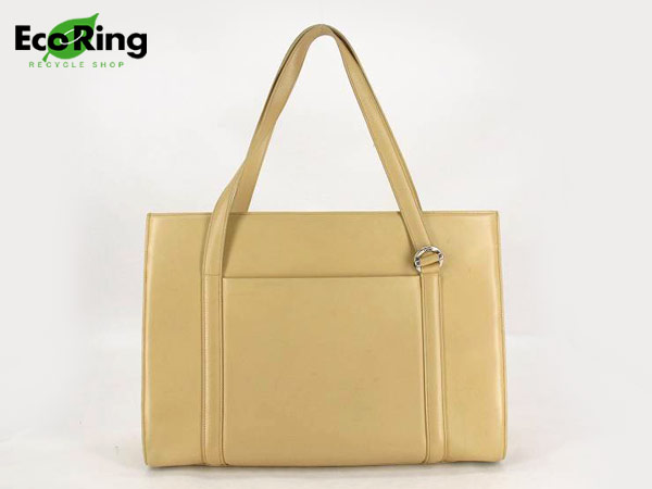 1円 カルティエ Cartier レザー トートバッグ アイボリー CH579