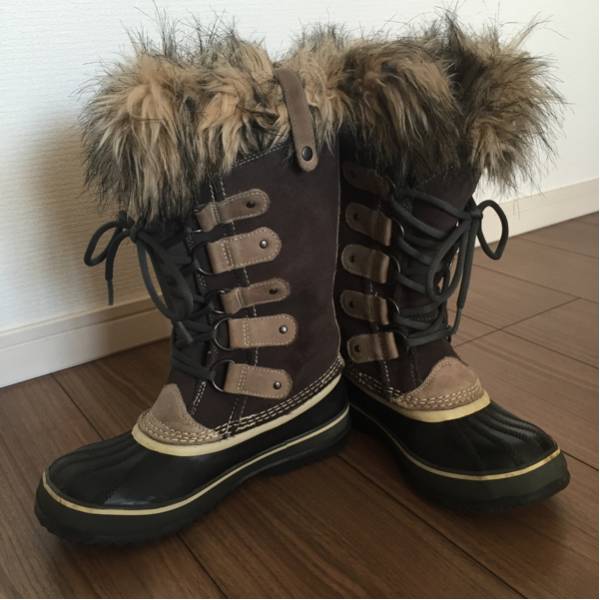 ★中古★SORELファー付ブーツ23cmグレー レディース★かわいい