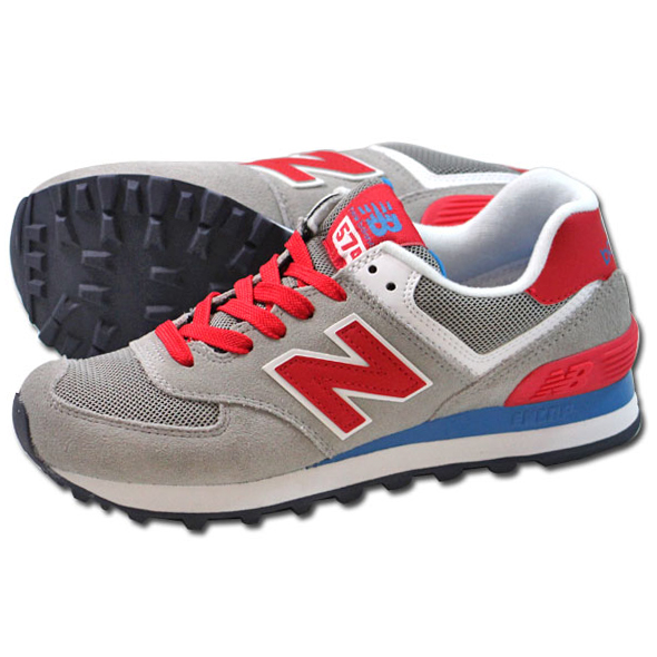 格安NEW BALANCEニューバランスWL574 M ONグレーレッド23.5cmQ&U