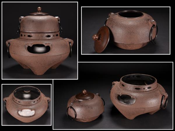 全国無料，大人気古多 時代鉄製環付鬼面風炉釜 茶道具/古美術(釜)｜売買されたオークション情報、yahooの商品情報をアーカイブ公開 - オークファン 釜