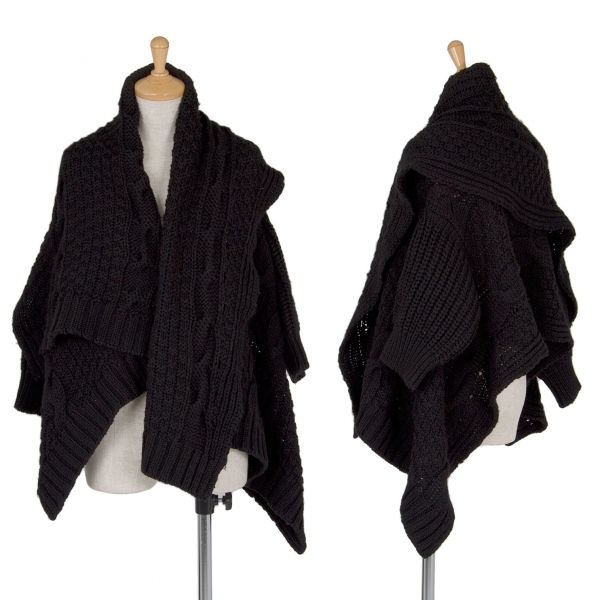 ワイズ ストールレイヤーデザインショートニットボレロ 黒2