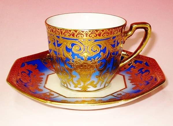 ☆オールドノリタケ 金盛りデザイン カップ＆ソーサー☆ オールド