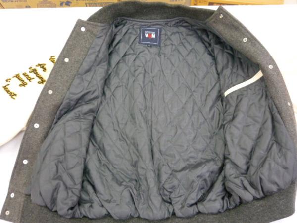 VAN ☆VAN:JAC袖皮スタジャン☆メンズ(M)グレー/アイボリー美品