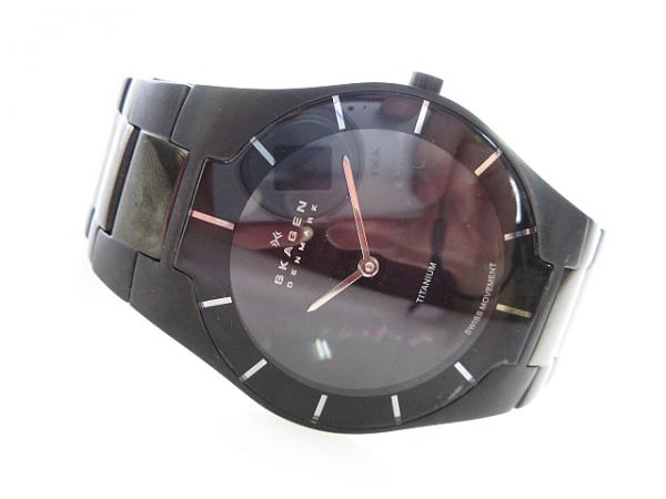 スカーゲン 585XLTMXB 腕時計 ウォッチ チタニウム クオーツ 黒