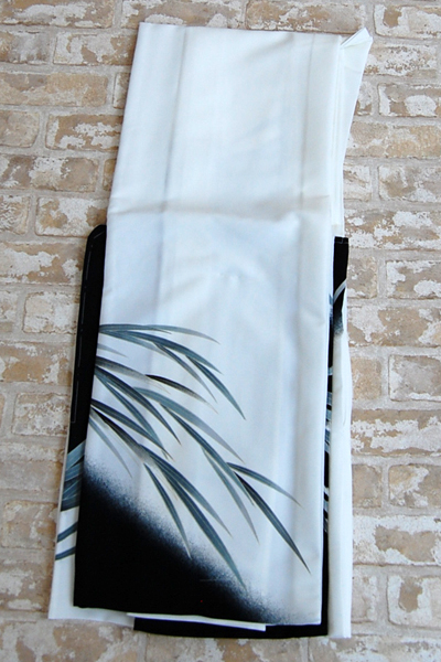 ⑦8★訪問着★ホワイト＆ブラック★サイズＬ　単衣