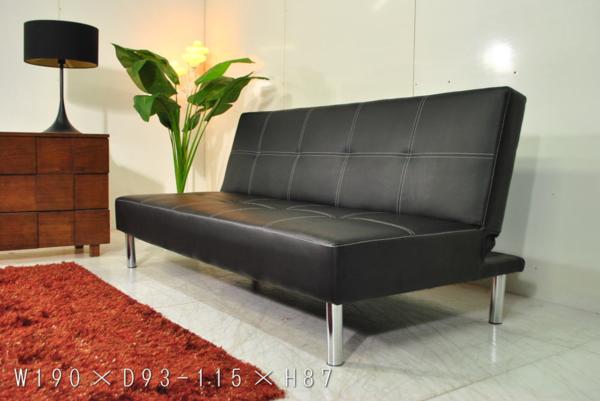 送料無料1円アウトレット展示品北欧モダンソファーベッド190黒