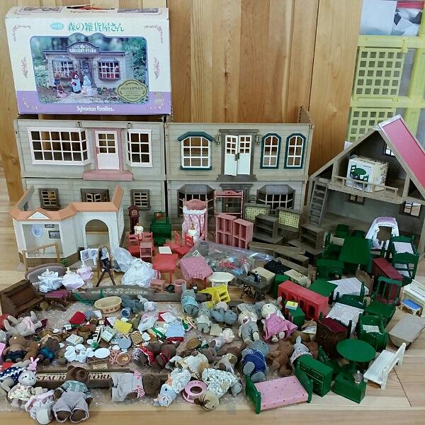 シルバニアファミリー初期大量セット 仕立て屋 雑貨屋 家具 人形
