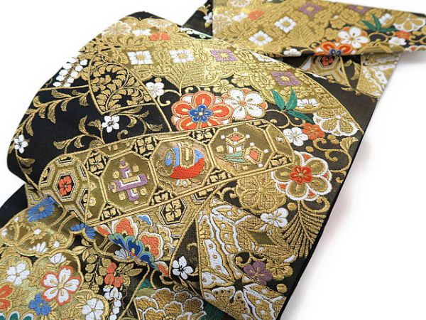 ゆめsaku 美品“祝いの時を迎える艶やかな躍動”袋帯 h-119