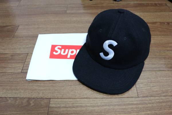 15AW Supreme S logo 6 panel Wool cap BLACK ブラック