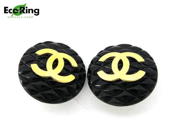 1円 美品 シャネル ココマーク マトラッセ イヤリング 黒 BQ926