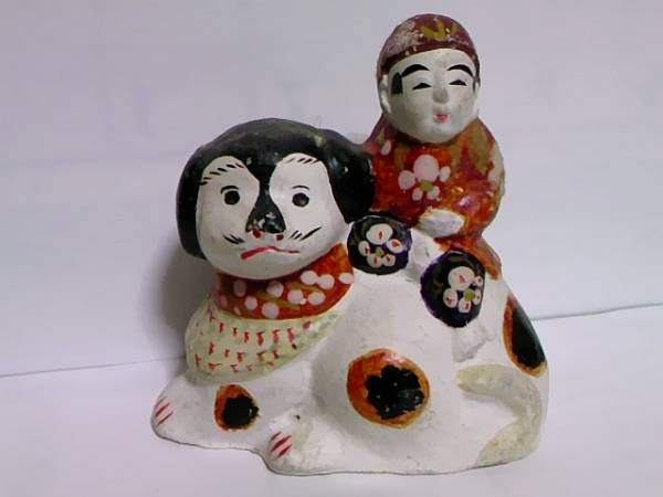 花巻人形 大正時代頃「犬のり」花巻土人形