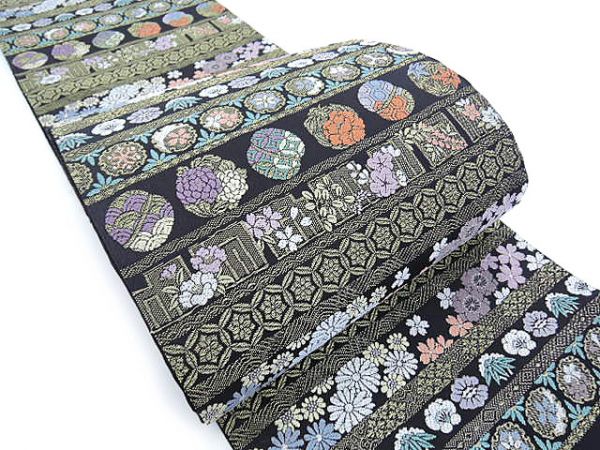 ZY-814 袋帯 九百佐賀錦 蒔絵 桜 菊 流水 フォーマル 高級 逸品 良品 ZY-